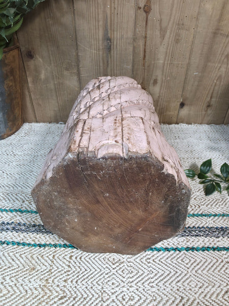 Vintage Reclaimed Antique Rustic Wabi Sabi Hand Carved Wooden Column Door Stop