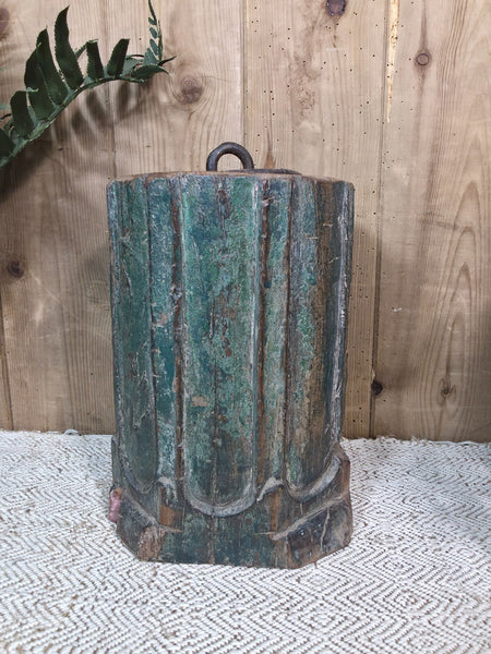 Vintage Reclaimed Antique Rustic Wabi Sabi Hand Carved Wooden Column Door Stop