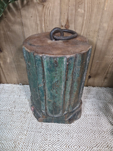 Vintage Reclaimed Antique Rustic Wabi Sabi Hand Carved Wooden Column Door Stop