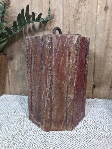 Vintage Reclaimed Antique Rustic Wabi Sabi Hand Carved Wooden Column Door Stop