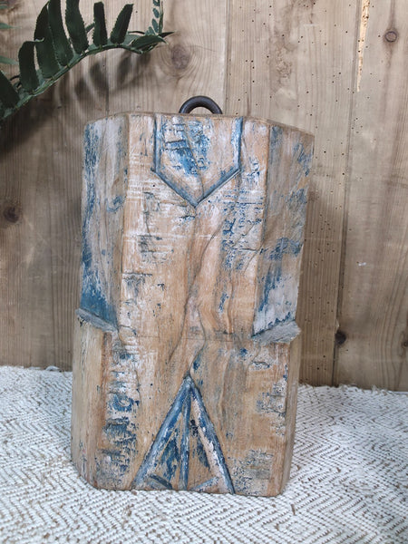 Vintage Reclaimed Antique Rustic Wabi Sabi Hand Carved Wooden Column Door Stop