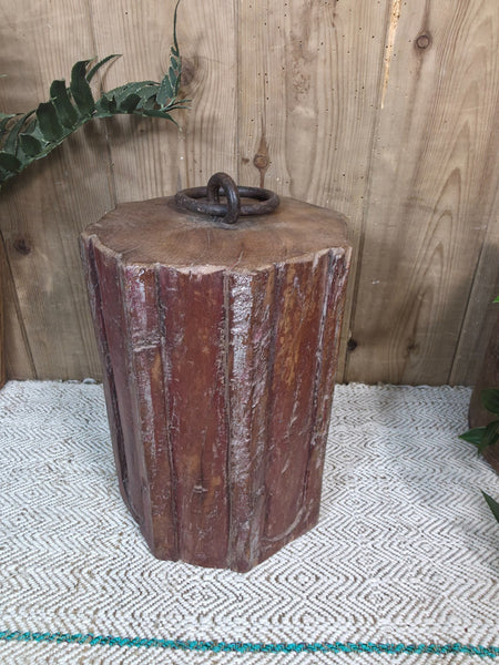 Vintage Reclaimed Antique Rustic Wabi Sabi Hand Carved Wooden Column Door Stop