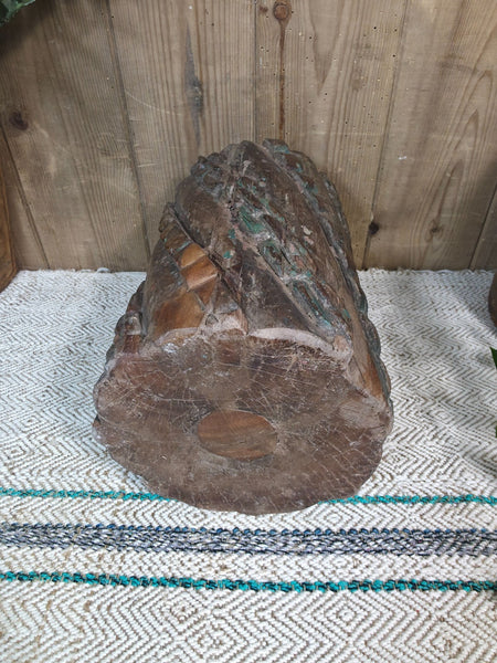 Vintage Reclaimed Antique Rustic Wabi Sabi Hand Carved Wooden Column Door Stop