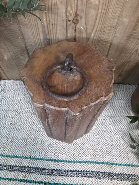 Vintage Reclaimed Antique Rustic Wabi Sabi Hand Carved Wooden Column Door Stop