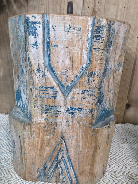 Vintage Reclaimed Antique Rustic Wabi Sabi Hand Carved Wooden Column Door Stop