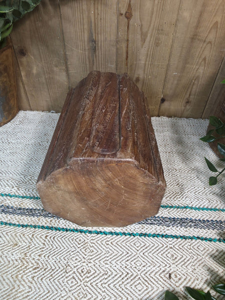 Vintage Reclaimed Antique Rustic Wabi Sabi Hand Carved Wooden Column Door Stop