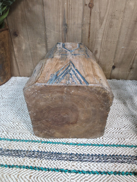 Vintage Reclaimed Antique Rustic Wabi Sabi Hand Carved Wooden Column Door Stop