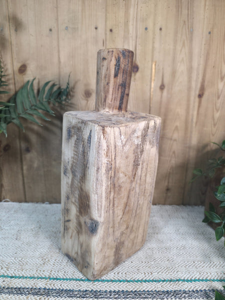 Large Old Vintage Rustic Wabi Sabi Hand Carved Wooden Mortar Bowl Dish