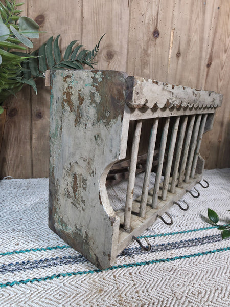 Vintage Rustic Indian Kitchen Tea Chai Spice Rack Cup Saucer Plate Wall Shelf