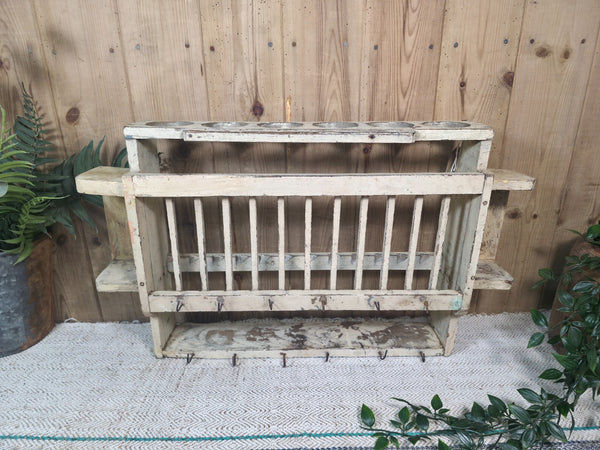 Vintage Rustic Indian Kitchen Tea Chai Spice Rack Cup Saucer Plate Wall Shelf