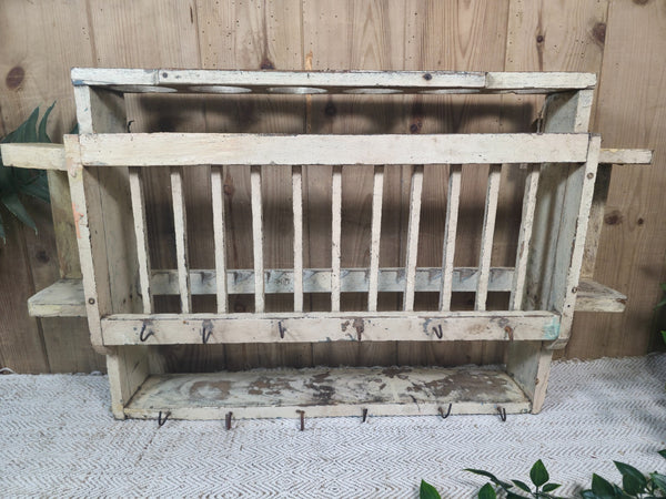 Vintage Rustic Indian Kitchen Tea Chai Spice Rack Cup Saucer Plate Wall Shelf