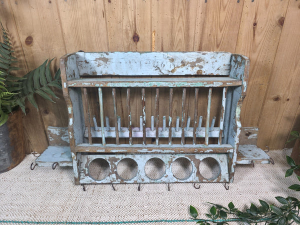 Vintage Rustic Indian Kitchen Tea Chai Spice Rack Cup Saucer Plate Wall Shelf