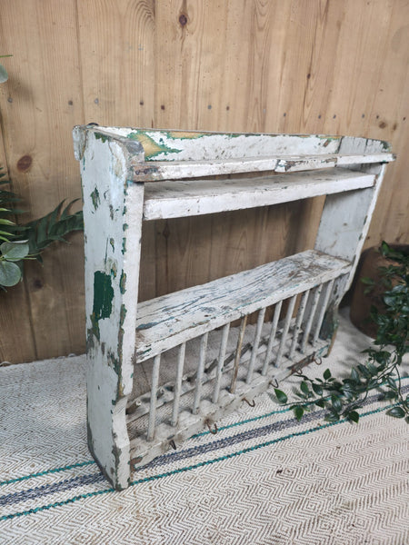 Vintage Rustic Indian Kitchen Tea Chai Spice Rack Cup Saucer Plate Wall Shelf