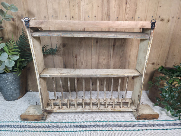 Vintage Rustic Indian Kitchen Tea Chai Spice Rack Cup Saucer Plate Wall Shelf