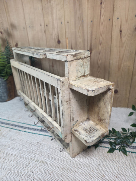 Vintage Rustic Indian Kitchen Tea Chai Spice Rack Cup Saucer Plate Wall Shelf