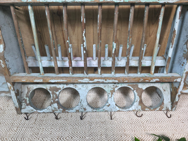 Vintage Rustic Indian Kitchen Tea Chai Spice Rack Cup Saucer Plate Wall Shelf