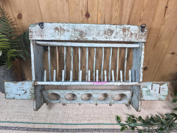 Vintage Rustic Indian Kitchen Tea Chai Spice Rack Cup Saucer Plate Wall Shelf