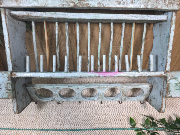 Vintage Rustic Indian Kitchen Tea Chai Spice Rack Cup Saucer Plate Wall Shelf