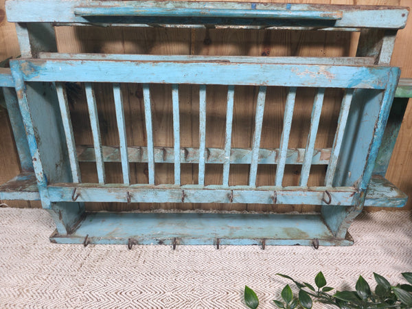 Vintage Rustic Indian Kitchen Tea Chai Spice Rack Cup Saucer Plate Wall Shelf