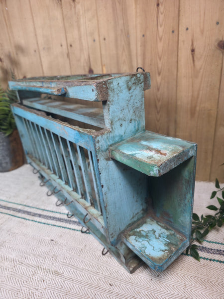 Vintage Rustic Indian Kitchen Tea Chai Spice Rack Cup Saucer Plate Wall Shelf