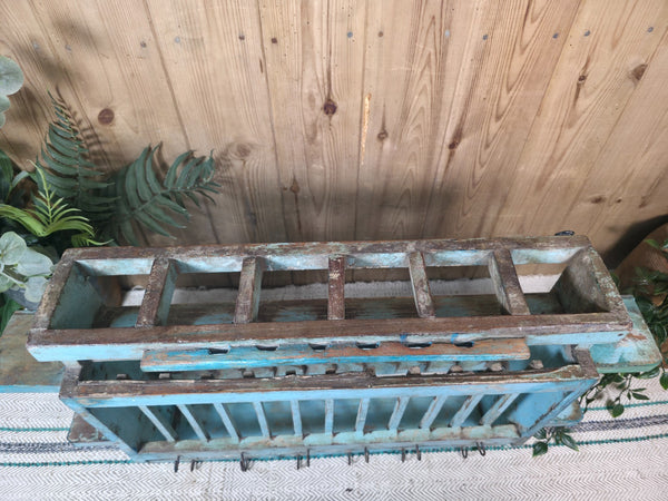 Vintage Rustic Indian Kitchen Tea Chai Spice Rack Cup Saucer Plate Wall Shelf