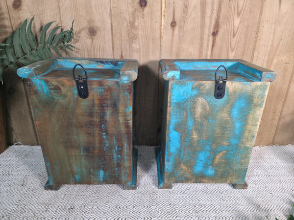 Vintage Reclaimed Rustic Small Indian Glazed Display Cabinet Clock Case Box