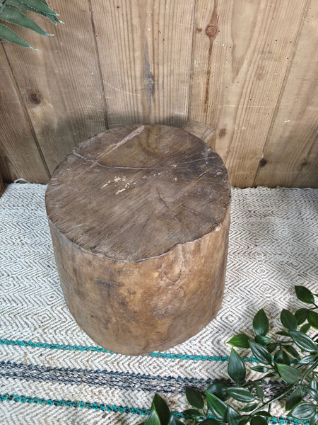 Large Old Vintage Rustic Wabi Sabi Hand Carved Wooden Mortar Bowl Dish