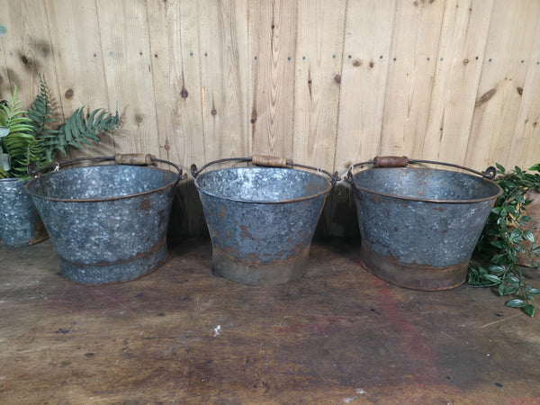 Rustic Reclaimed Galvanised Bucket Pail Garden Planter