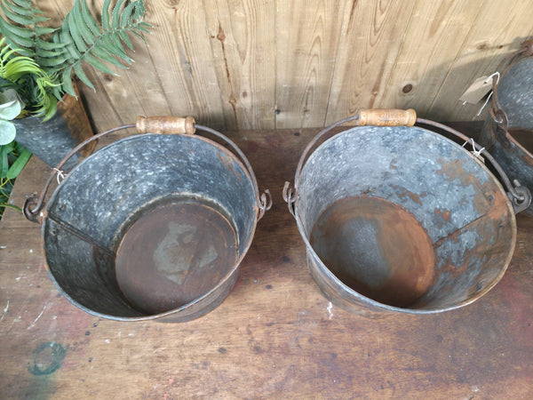 Rustic Reclaimed Galvanised Bucket Pail Garden Planter
