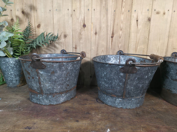 Rustic Reclaimed Galvanised Bucket Pail Garden Planter