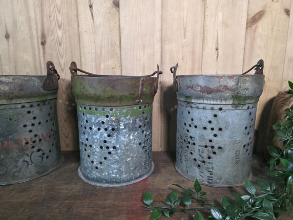 Vintage Reclaimed Metal Galvanised Ammo Bucket Candle Lantern Planter