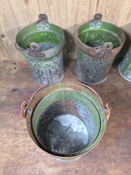 Vintage Reclaimed Metal Galvanised Ammo Bucket Candle Lantern Planter