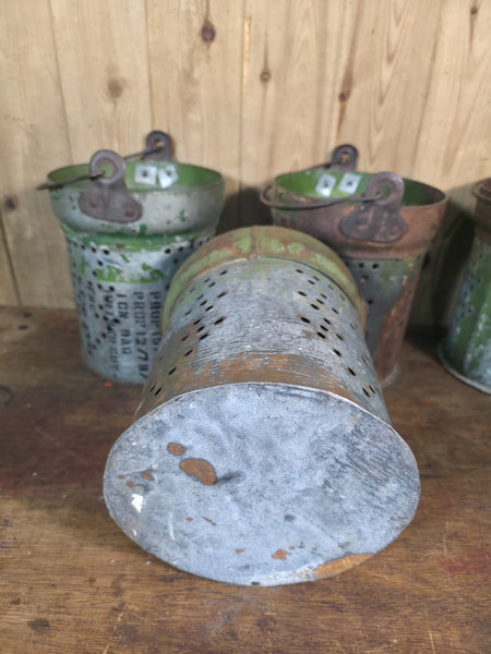 Vintage Reclaimed Metal Galvanised Ammo Bucket Candle Lantern Planter