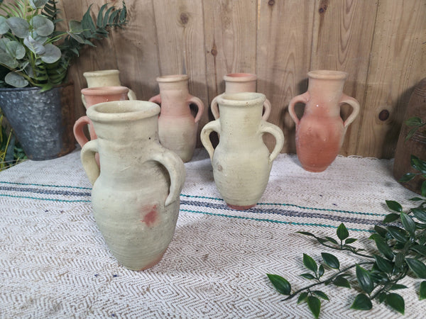 Small Rustic Wabi Sabi Hand Made Mediterranean Terracotta Roman Urn Pot Vase
