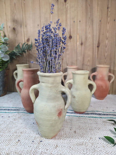 Small Rustic Wabi Sabi Hand Made Mediterranean Terracotta Roman Urn Pot Vase