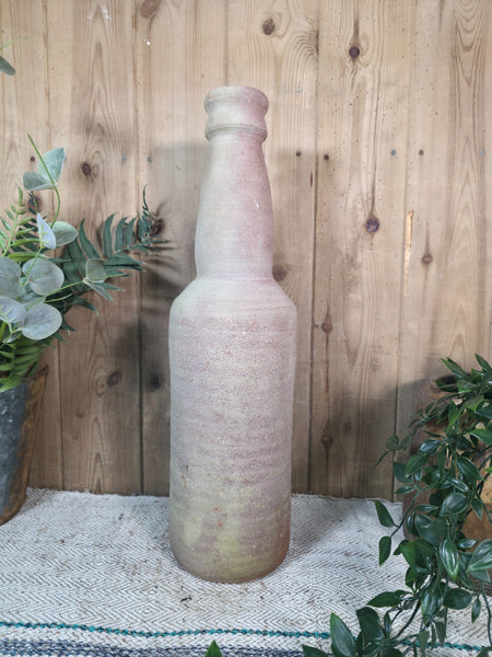 Rustic Wabi Sabi Hand Made Mediterranean Terracotta Bottle Vase Urn Pot