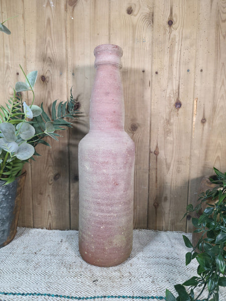 Rustic Wabi Sabi Hand Made Mediterranean Terracotta Bottle Vase Urn Pot