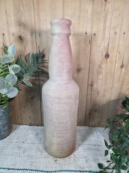 Rustic Wabi Sabi Hand Made Mediterranean Terracotta Bottle Vase Urn Pot