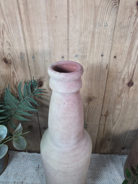 Rustic Wabi Sabi Hand Made Mediterranean Terracotta Bottle Vase Urn Pot