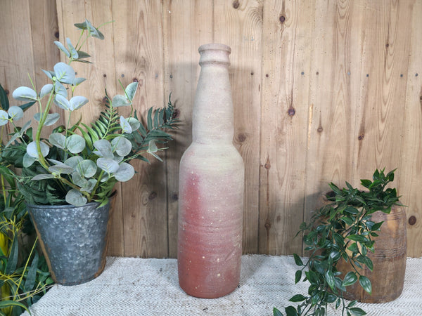 Rustic Wabi Sabi Hand Made Mediterranean Terracotta Bottle Vase Urn Pot