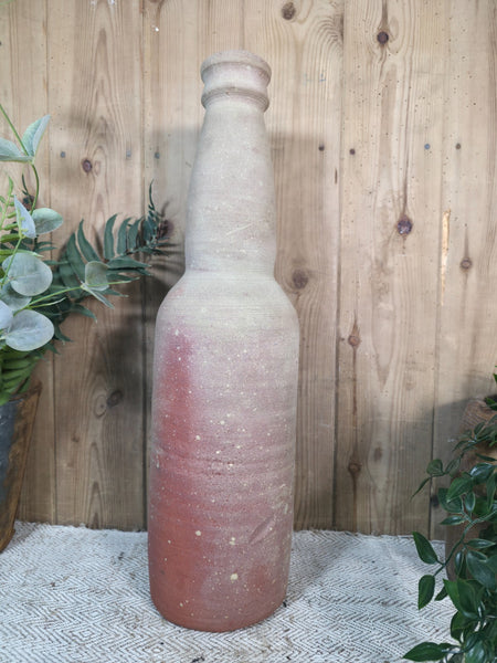 Rustic Wabi Sabi Hand Made Mediterranean Terracotta Bottle Vase Urn Pot
