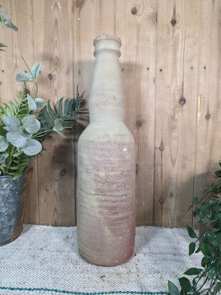 Rustic Wabi Sabi Hand Made Mediterranean Terracotta Bottle Vase Urn Pot