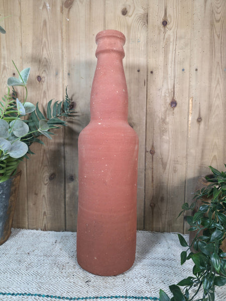 Rustic Wabi Sabi Hand Made Mediterranean Terracotta Bottle Vase Urn Pot