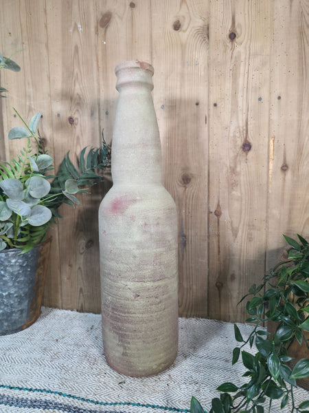 Rustic Wabi Sabi Hand Made Mediterranean Terracotta Bottle Vase Urn Pot