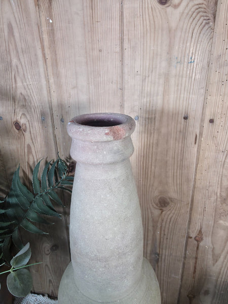 Rustic Wabi Sabi Hand Made Mediterranean Terracotta Bottle Vase Urn Pot