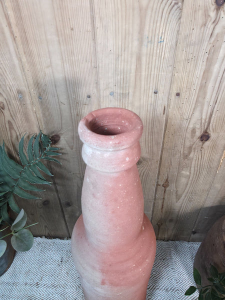 Rustic Wabi Sabi Hand Made Mediterranean Terracotta Bottle Vase Urn Pot