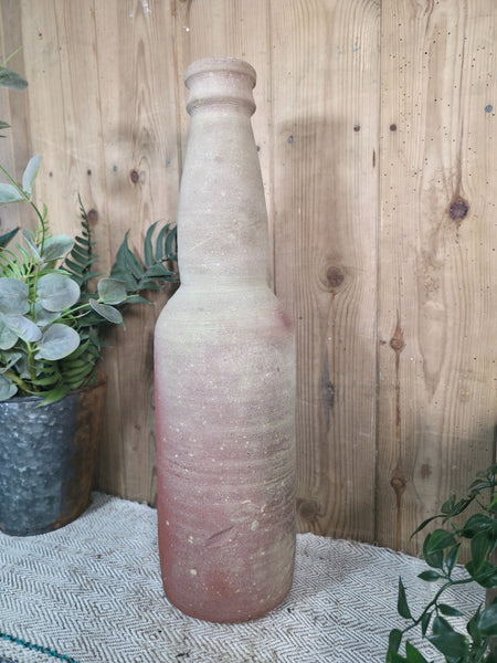 Rustic Wabi Sabi Hand Made Mediterranean Terracotta Bottle Vase Urn Pot