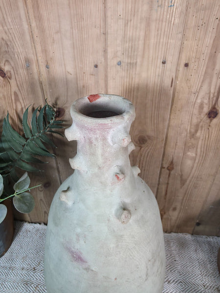 Rustic Wabi Sabi Hand Made Mediterranean Terracotta Vase Urn Pot