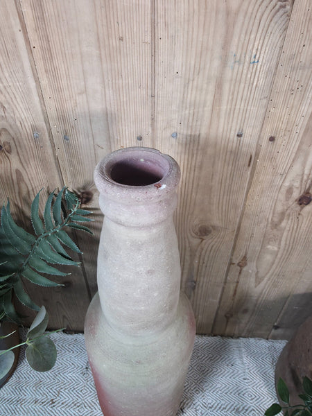 Rustic Wabi Sabi Hand Made Mediterranean Terracotta Bottle Vase Urn Pot