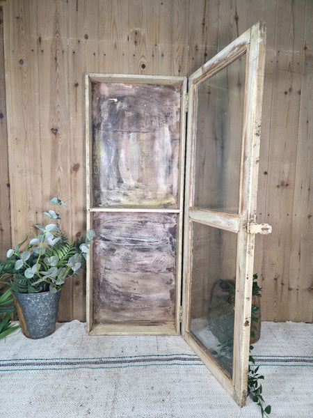 Vintage Rustic Indian Wooden Glazed Shop Display Bathroom Kitchen Wall Cabinet